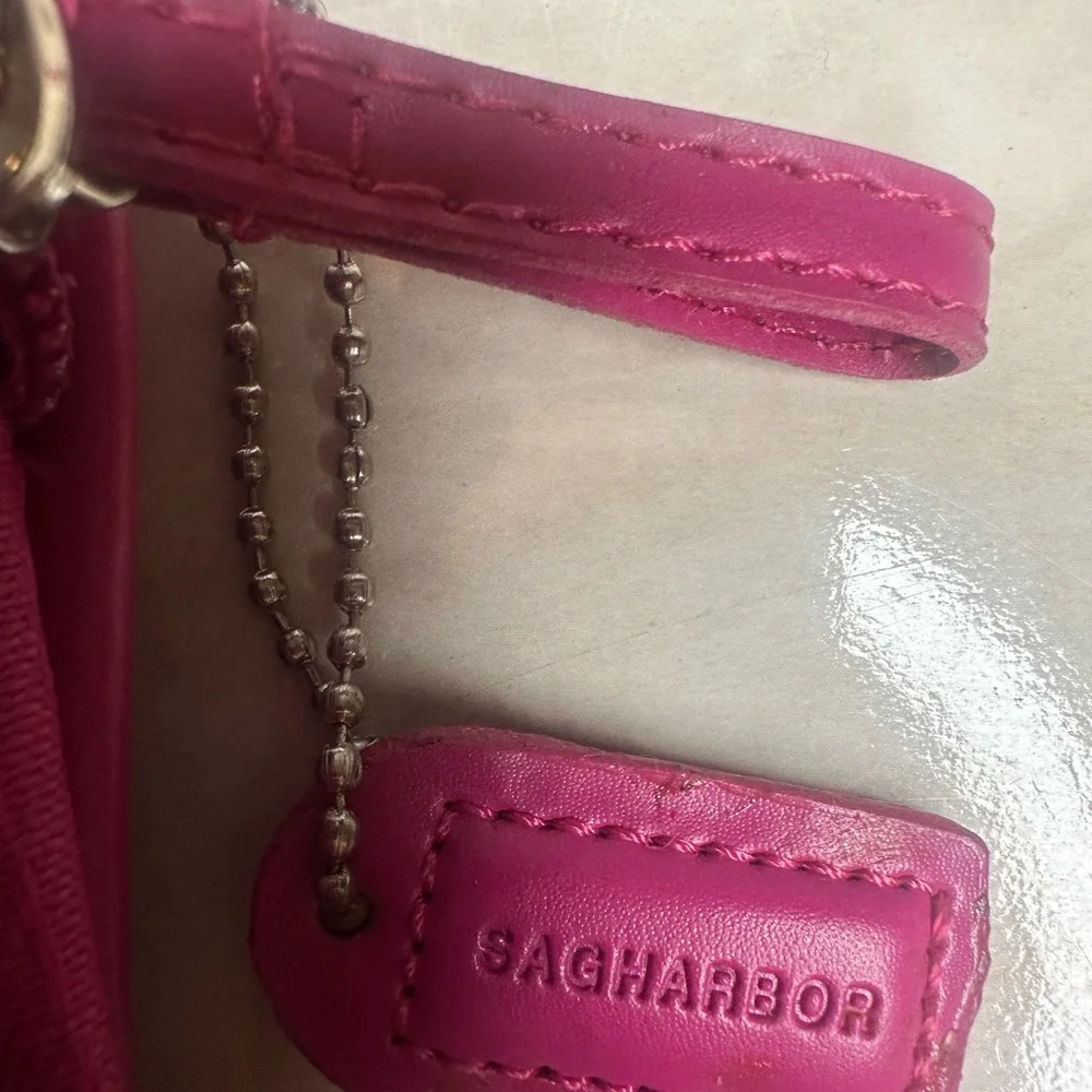 Sag Harbor Pink Cosmetic Bag with Textured Design monogram
